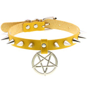 Star Pendant Leather Choker w/ Studs