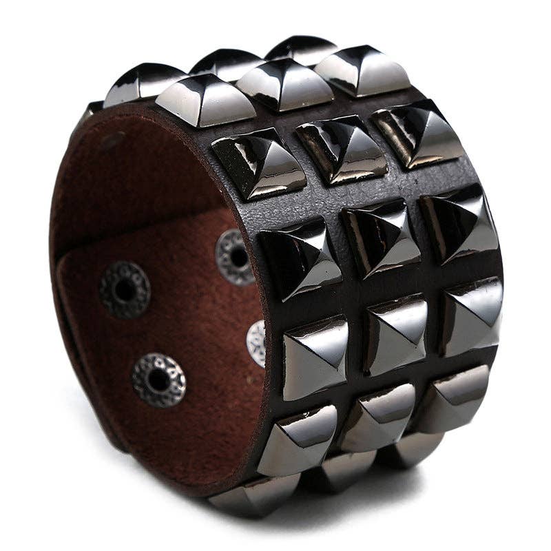 Leather Bracelet Geometric Design