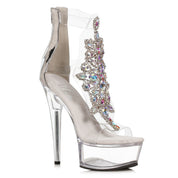 Stiletto Sandals With Rhinestone Cluster Front