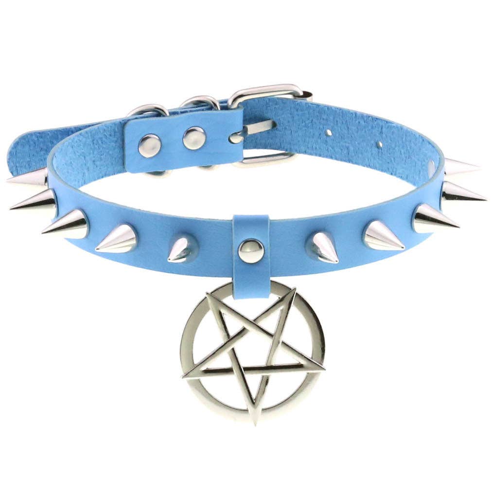 Star Pendant Leather Choker w/ Studs