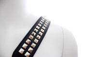 Halford Style Studded X-Cross PVC Vegan Chest Harness