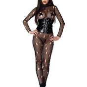 Distressed Fishnet Catsuit With Holes Size XS/S