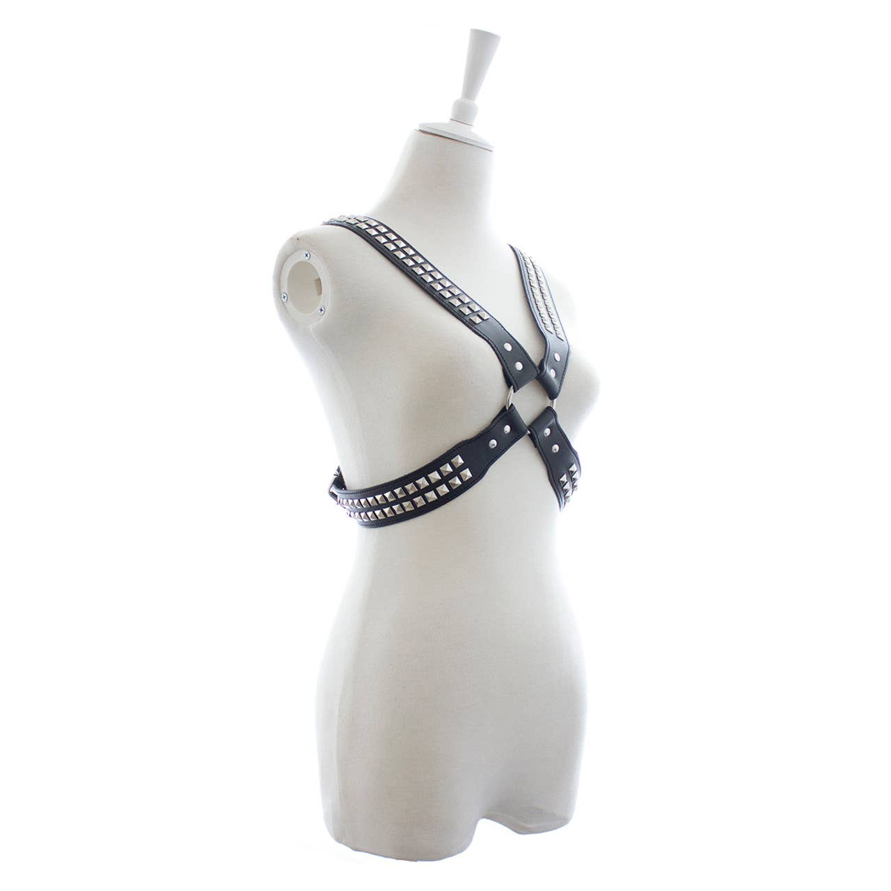 Halford Style Studded X-Cross PVC Vegan Chest Harness