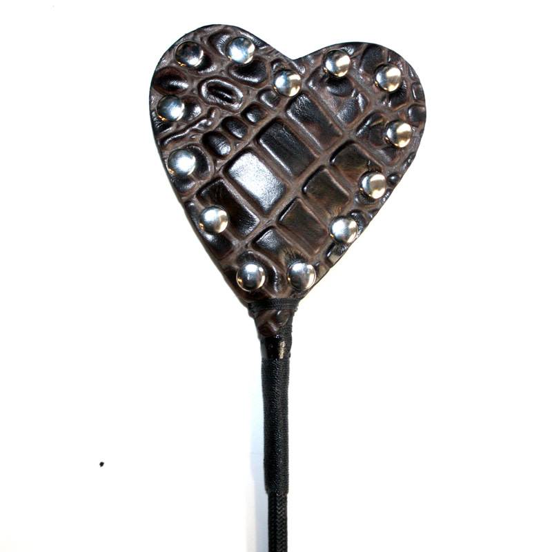 Exotic Leather Heart Riding Crop