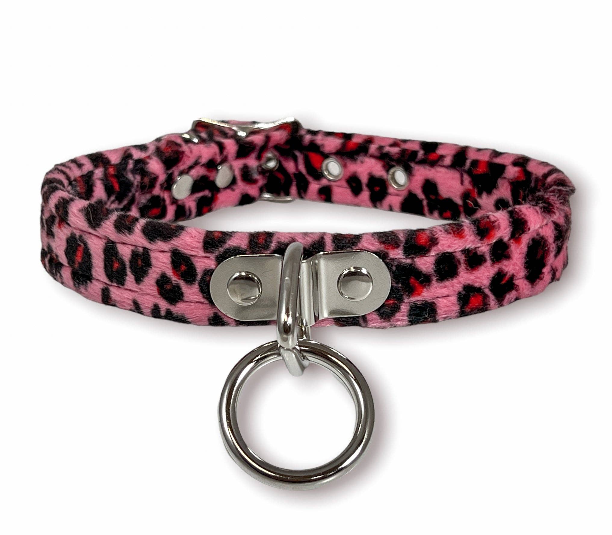 FUZZY LEOPARD BONDAGE CHOKER