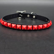 BLACK LEATHER CHOKER WITH 1 ROW 1/2" PYRAMID STUDS