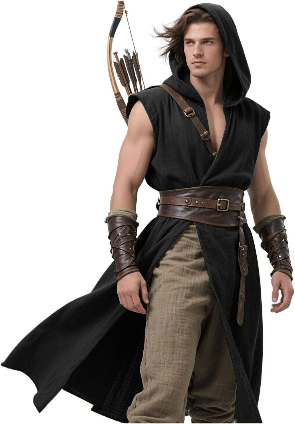 Men's Viking Hooded Sleeveless Coat