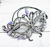 black metal face mask ab crystals rhinestone encrusted masquerade luxury