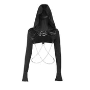 Street Style Slim Fit Hood Bolero with Chain Design