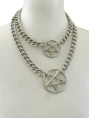 4MM REGULAR STREEL CHAIN DOUBLE PENTAGRAM CHOKER