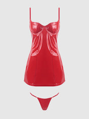 PVC Mini Dress & G-String Set