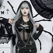 Street Style Slim Fit Hood Bolero with Chain Design