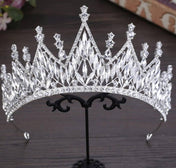 silver crown rhinestone encrusted baguette queen luxury headpiece, crown, luxury headband, queen tiara, bling crown, homecoming crown