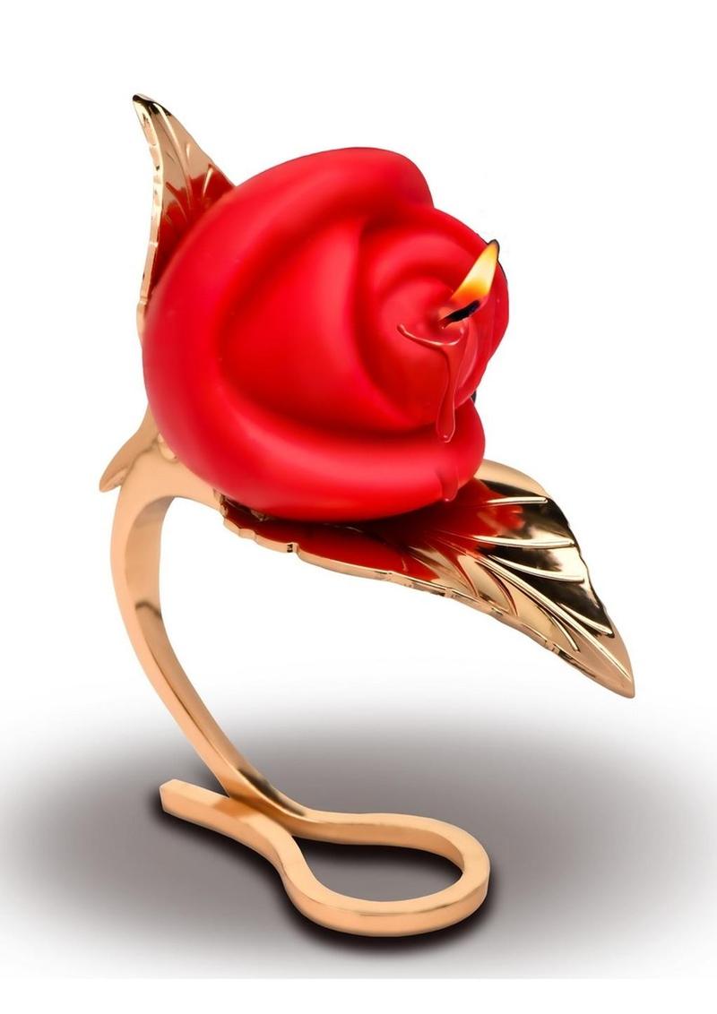 Rose Candle with Holder - Red/Gold