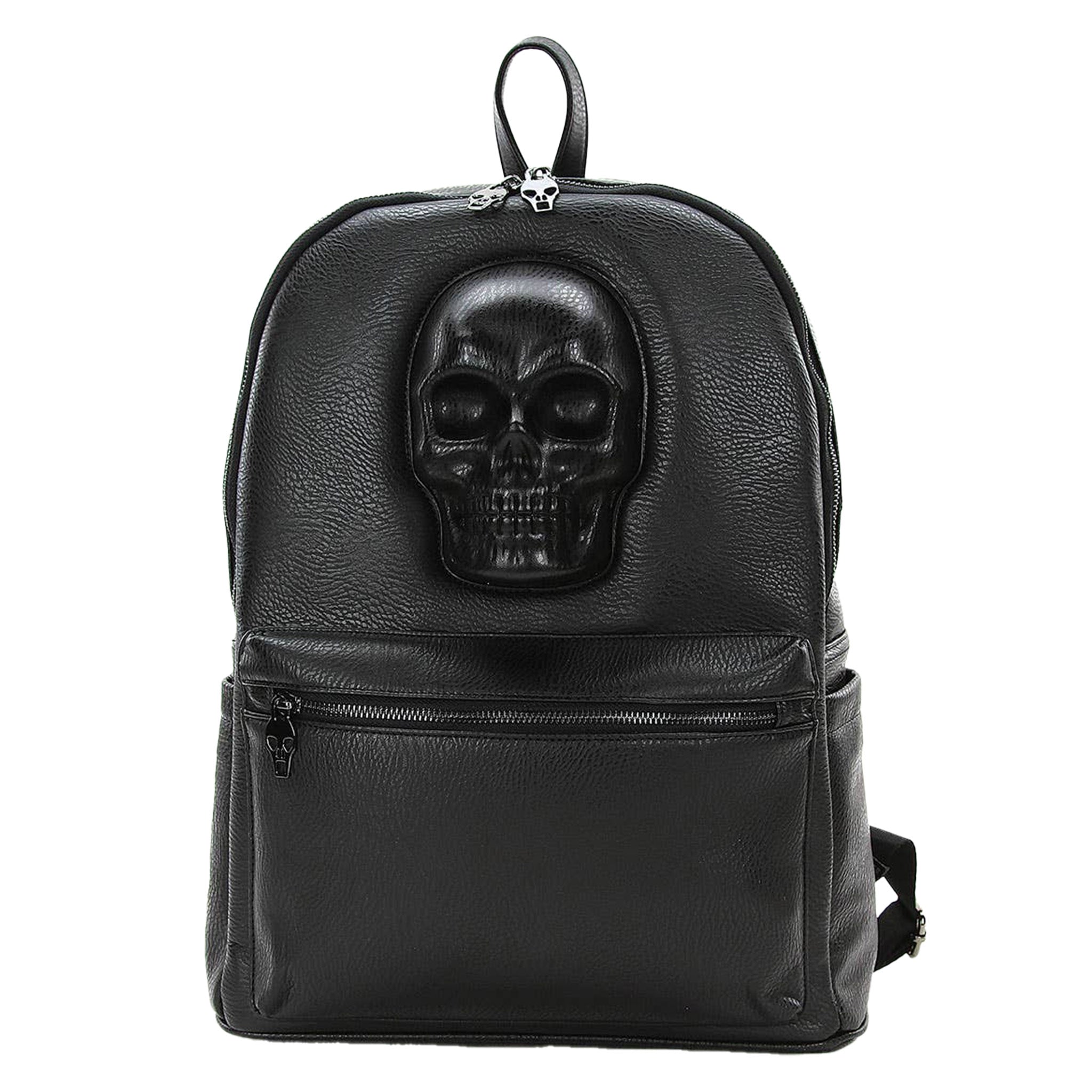 Vinyl backpack with protruding skull