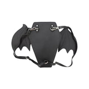 Coffin convertible backpack shoulder bag bat wings shoulder black silver