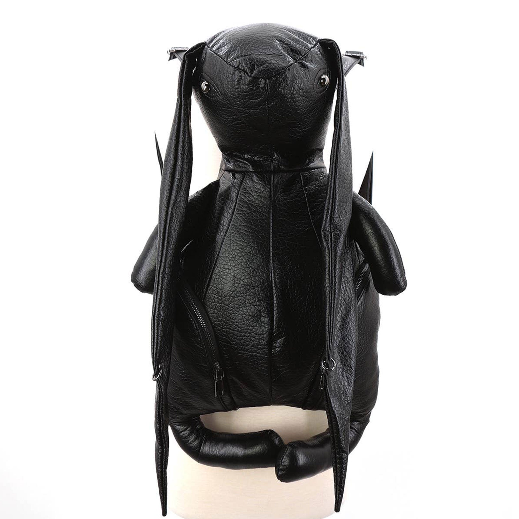 Vinyl bunny rabbit backpack long pierced ears goth kawaii black