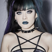 3/4" BLACK LEATHER CHOKER WITH 1/2" AND 1" SPIKES