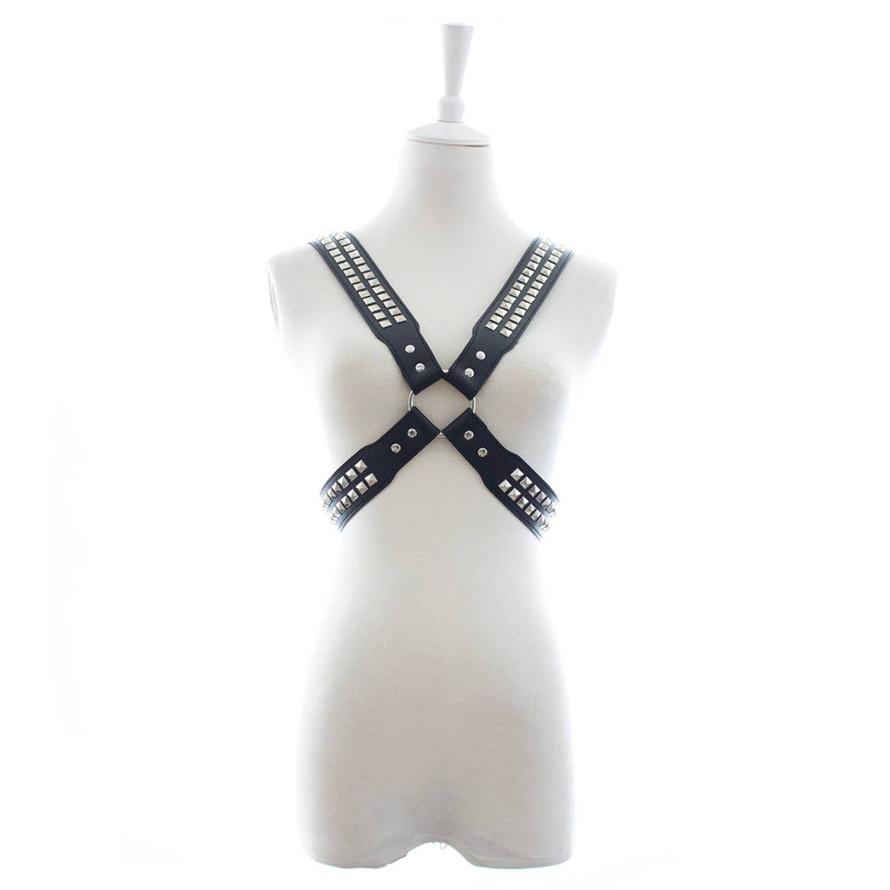 Halford Style Studded X-Cross PVC Vegan Chest Harness