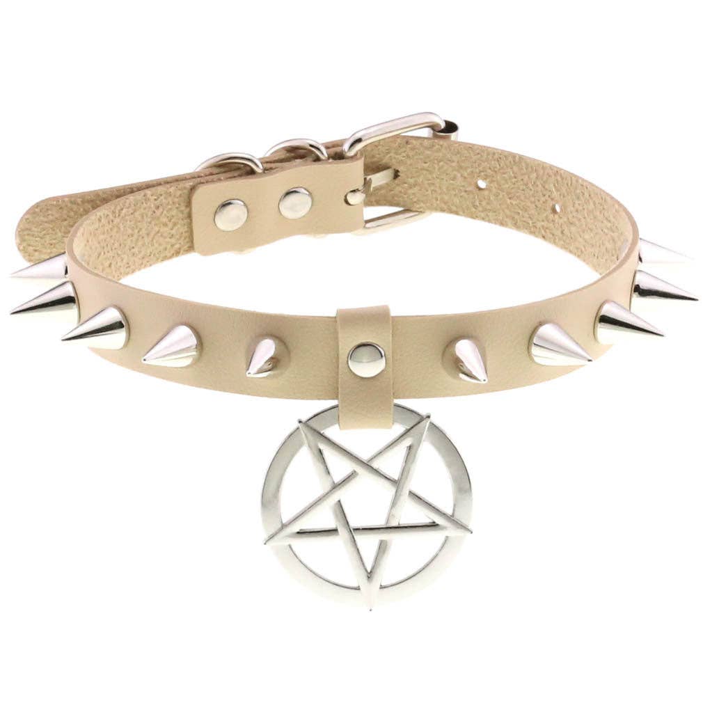 Star Pendant Leather Choker w/ Studs