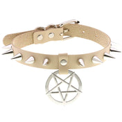 Star Pendant Leather Choker w/ Studs