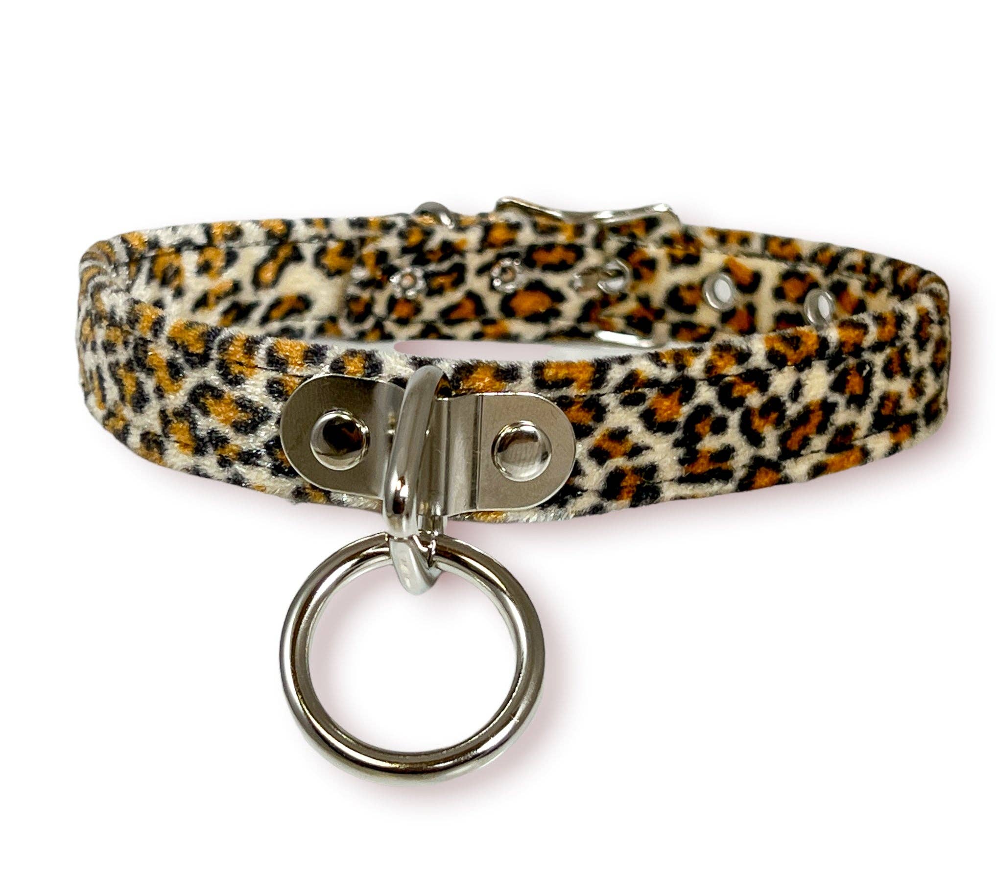 FUZZY LEOPARD BONDAGE CHOKER