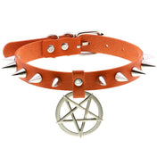 Star Pendant Leather Choker w/ Studs