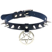 Star Pendant Leather Choker w/ Studs