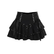 Black Metal Chic Bodycon Mini Skirt
