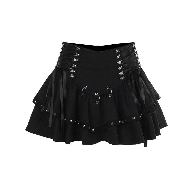 Black Metal Chic Bodycon Mini Skirt