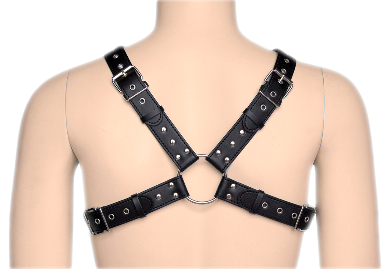 Cross-Chest PVC Vegan Leather Chest Harness