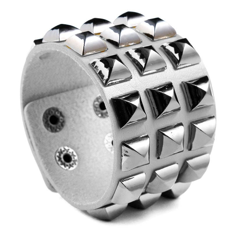 Leather Bracelet Geometric Design