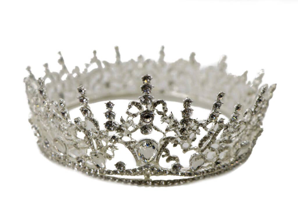 Metal Silver Crown w/ Clear Gemstones