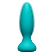 Silicone non-porous ABS-plastic hypoallergenic odorless phthalate-free body-safe accessories anal anal-toys vibrating vibe vibration vibrating flared-base tapered-tip wireless-remote remote-control battery-powered AAA-battery usb-rechargeable water-resistant filling fullness warming body-temperature adult-toys unisex teal