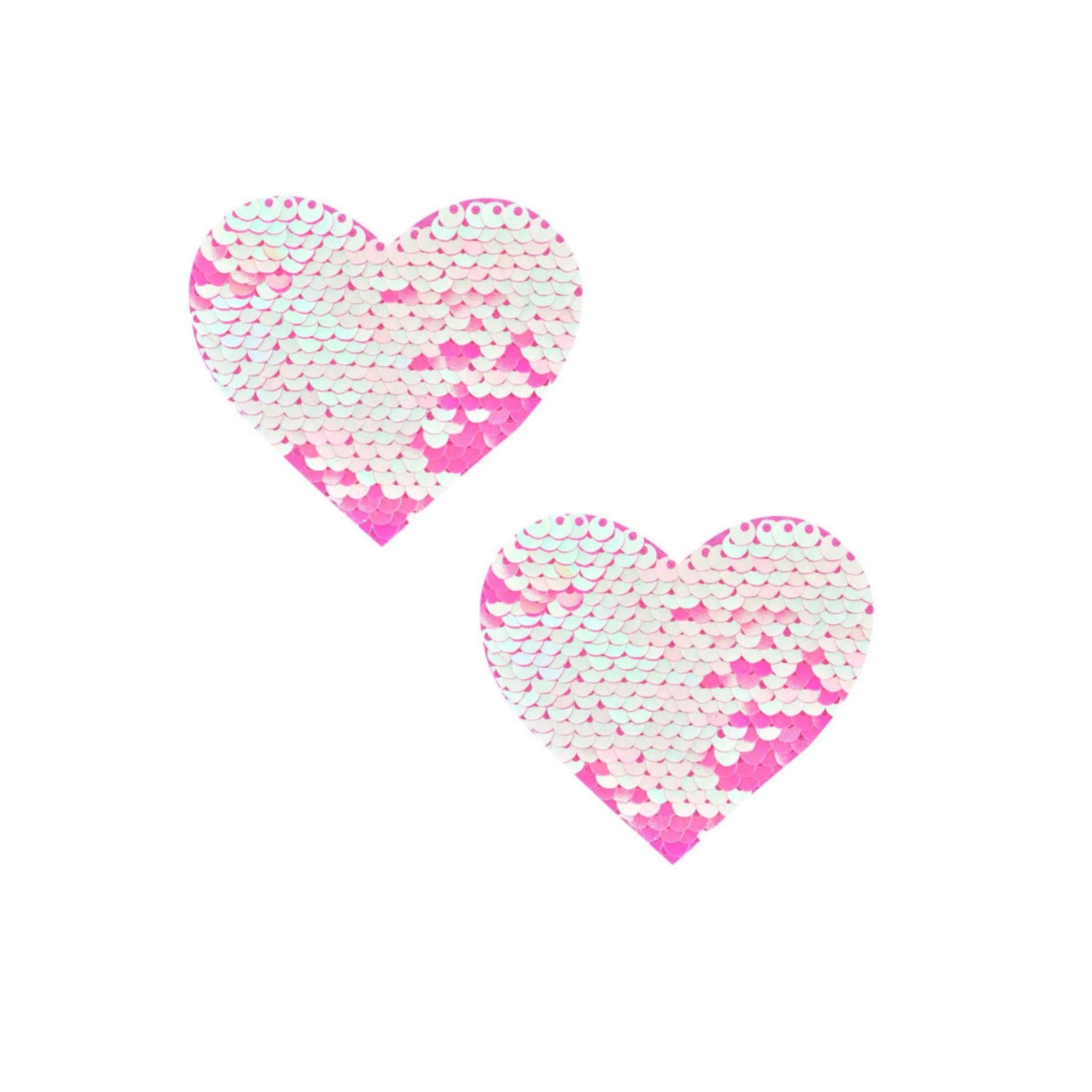 Pink 2-tone sequin pasties, self-adhesive, waterproof, glitter nipple covers.