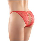 red lace crotchless panty cut-out back seductive intimate lingerie fetish factory sexy

