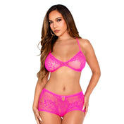 Spandex nylon sheer transparent intimates lingerie lingerie-set lace lacy floral keyhole key-hole cut-out cutout bow shorts boy-shorts boyshorts 2pc 2-pc 2-piece two-piece breathable stretchy flirty strappy cheeky sexy afterglow after-glow delicate bold teasing female femme feminine women pink