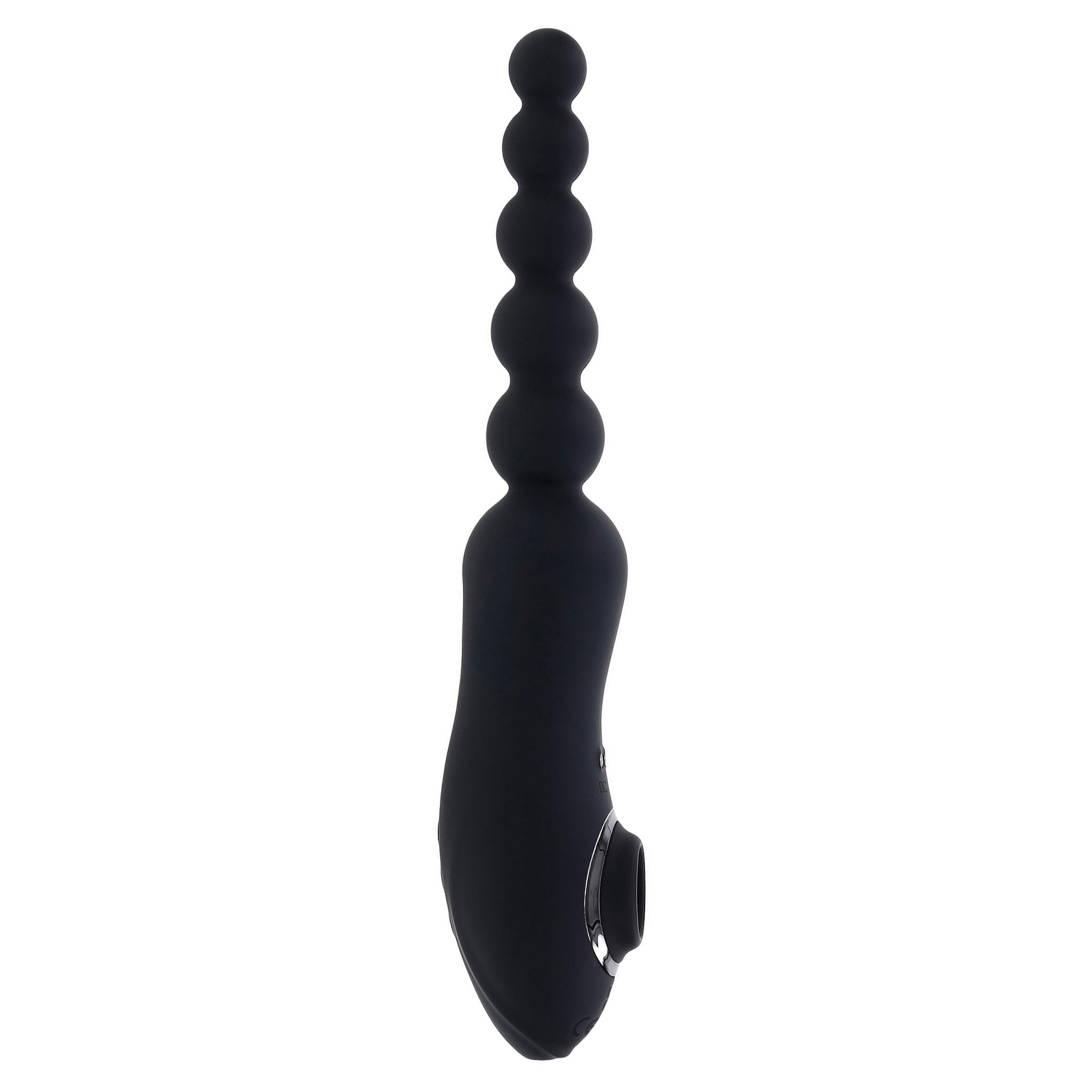 Silicone body-safe vibrator vibrating vibration vibe wand massager multifunctional turbo turbo-mode double-sided dual-ended anal-beads beaded-shaft anal-play butt-play butt-stuff anal-vibe clit clitoral clitoris stim stimulator stimulation sucker sucking suction splashproof usb-rechargeable magnetic-usb adult-toys black