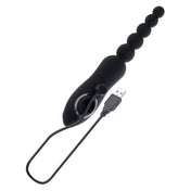 Silicone body-safe vibrator vibrating vibration vibe wand massager multifunctional turbo turbo-mode double-sided dual-ended anal-beads beaded-shaft anal-play butt-play butt-stuff anal-vibe clit clitoral clitoris stim stimulator stimulation sucker sucking suction splashproof usb-rechargeable magnetic-usb adult-toys black
