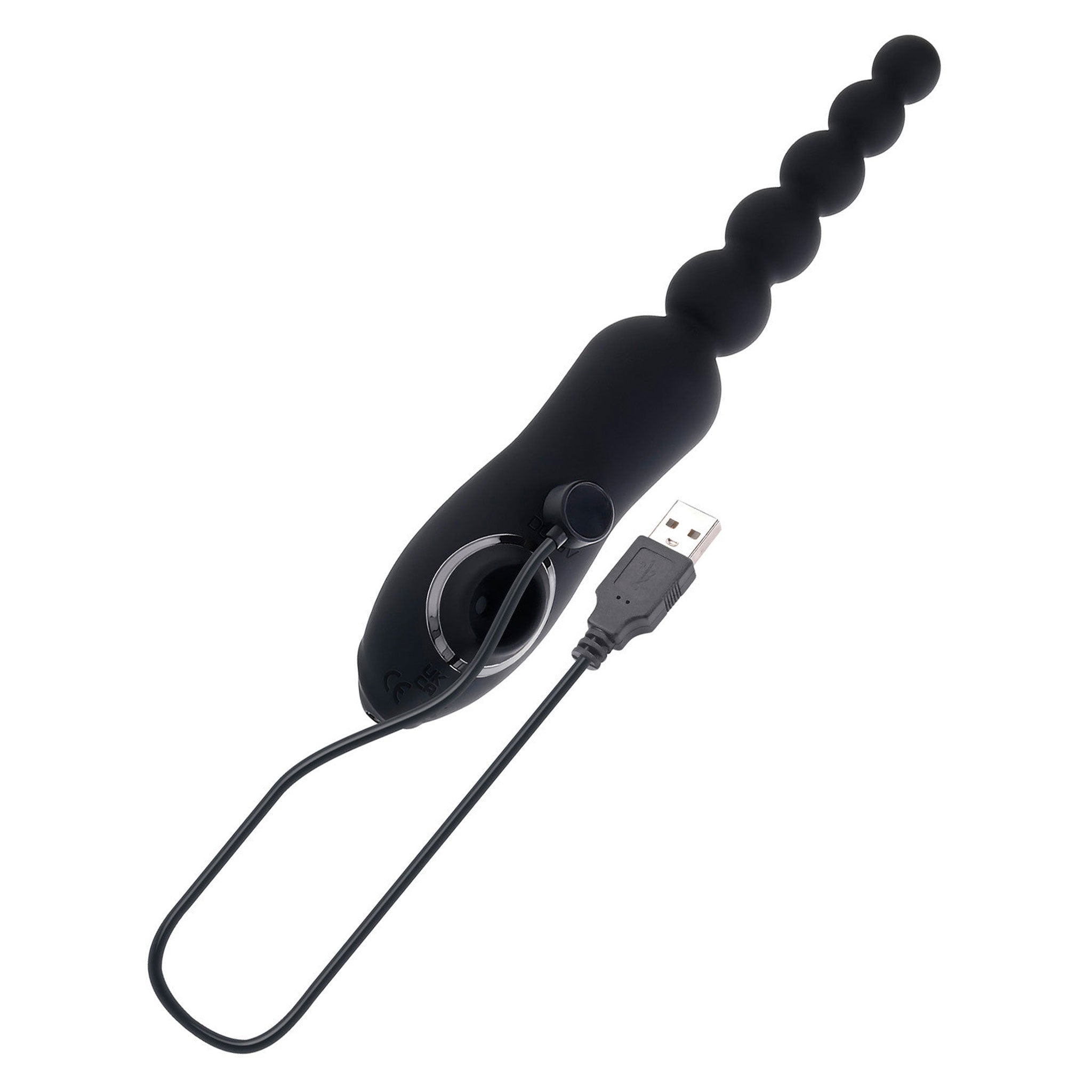 Silicone body-safe vibrator vibrating vibration vibe wand massager multifunctional turbo turbo-mode double-sided dual-ended anal-beads beaded-shaft anal-play butt-play butt-stuff anal-vibe clit clitoral clitoris stim stimulator stimulation sucker sucking suction splashproof usb-rechargeable magnetic-usb adult-toys black