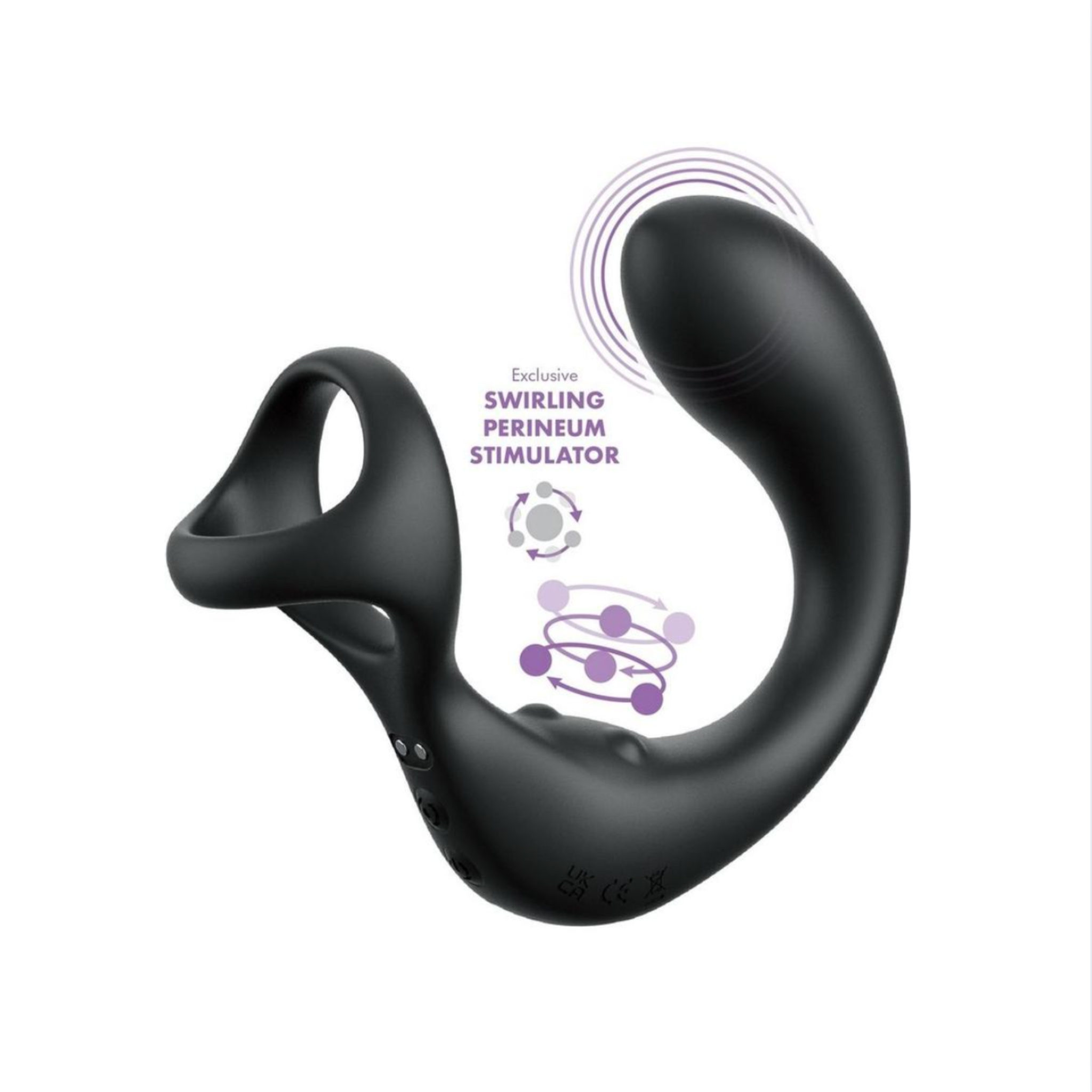 Black P-spot stimulator, vibrating anal plug, perineum stimulator, rechargeable.