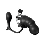 Silicone stainless-steel plastic chastity male-chastity lockable locking lock matching-keys anal-plug anal-play ass-play assgasm ass-gasm butt-plug butt-play butt-stuff comfortable cock-ring cockring cock-cage cock-blocker hinged adjustable breathable flexible ventilated kink kinky male masculine masc mens trans transgender adult-toys
