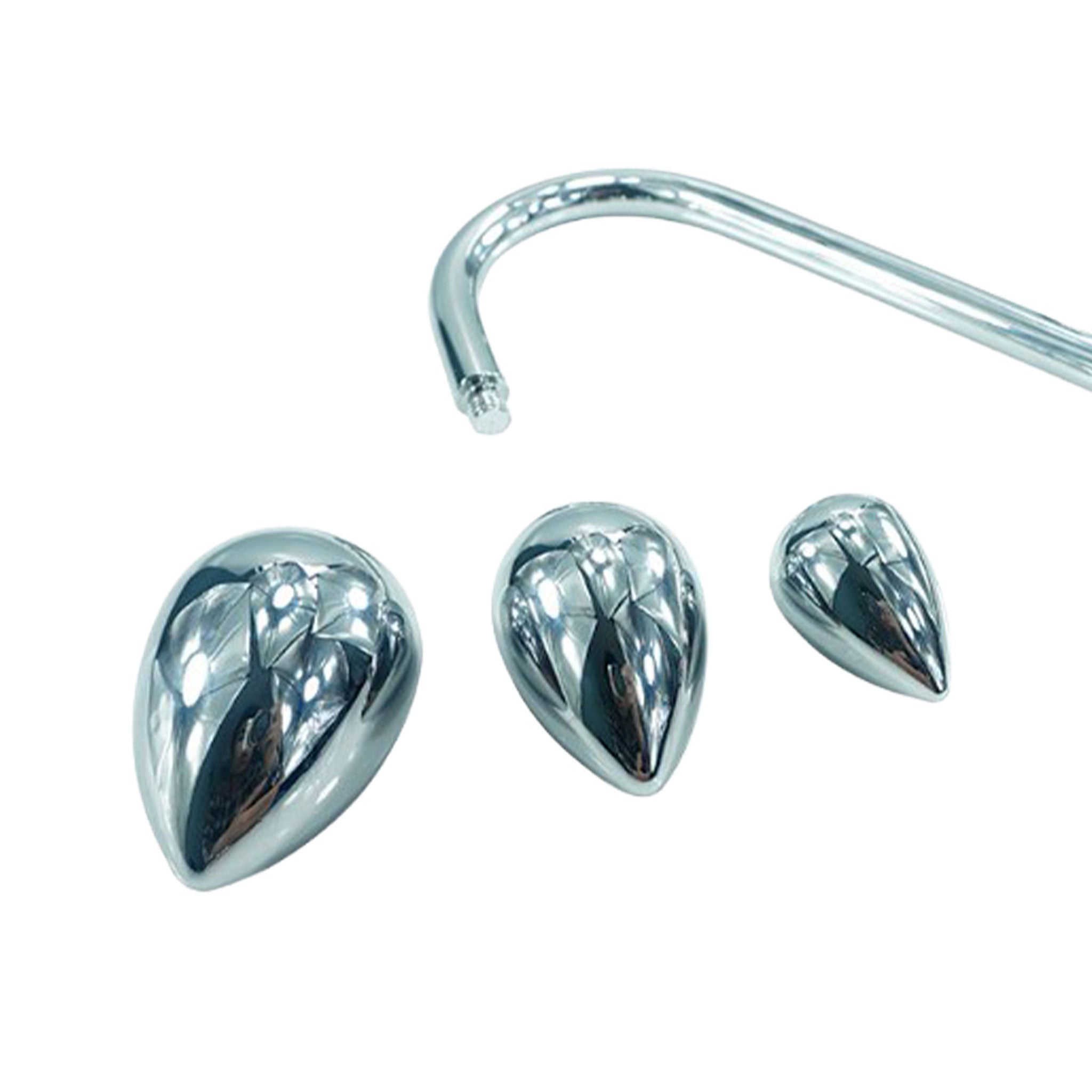 Stainless-steel accessories nonvibe non-vibe nonvibrating non-vibrating anal anal-play anal-toys anal-plug anal-probe anal-hook ass-play assplay butt-stuff tapered-head screw-on removable-head interchangeable-head metallic shiny bondage bdsm bdsm-toys kink kinky kinky-toys kinky-play medical medical-play medical-toys adult-toys unisex silver