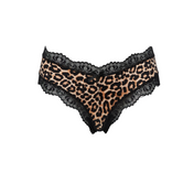 animal print lace trim g-string panty seamless microfiber cotton liner sexy thong Fetish Factory lingerie underwear women

