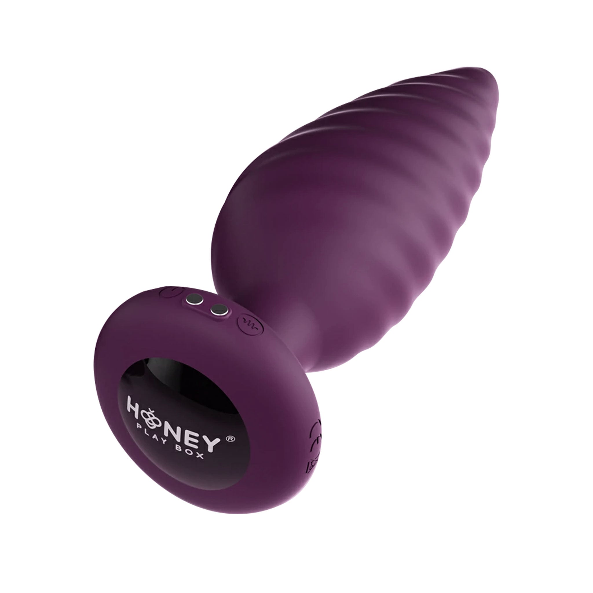 Silicone ABS plastic anal butt plug vibe vibrator vibrating vibration waterproof twisting unique grooves app-controlled tapered tip asymmetrical adult-toys analgasm purple