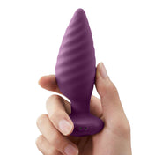Silicone ABS plastic anal butt plug vibe vibrator vibrating vibration waterproof twisting unique grooves app-controlled tapered tip asymmetrical adult-toys analgasm purple