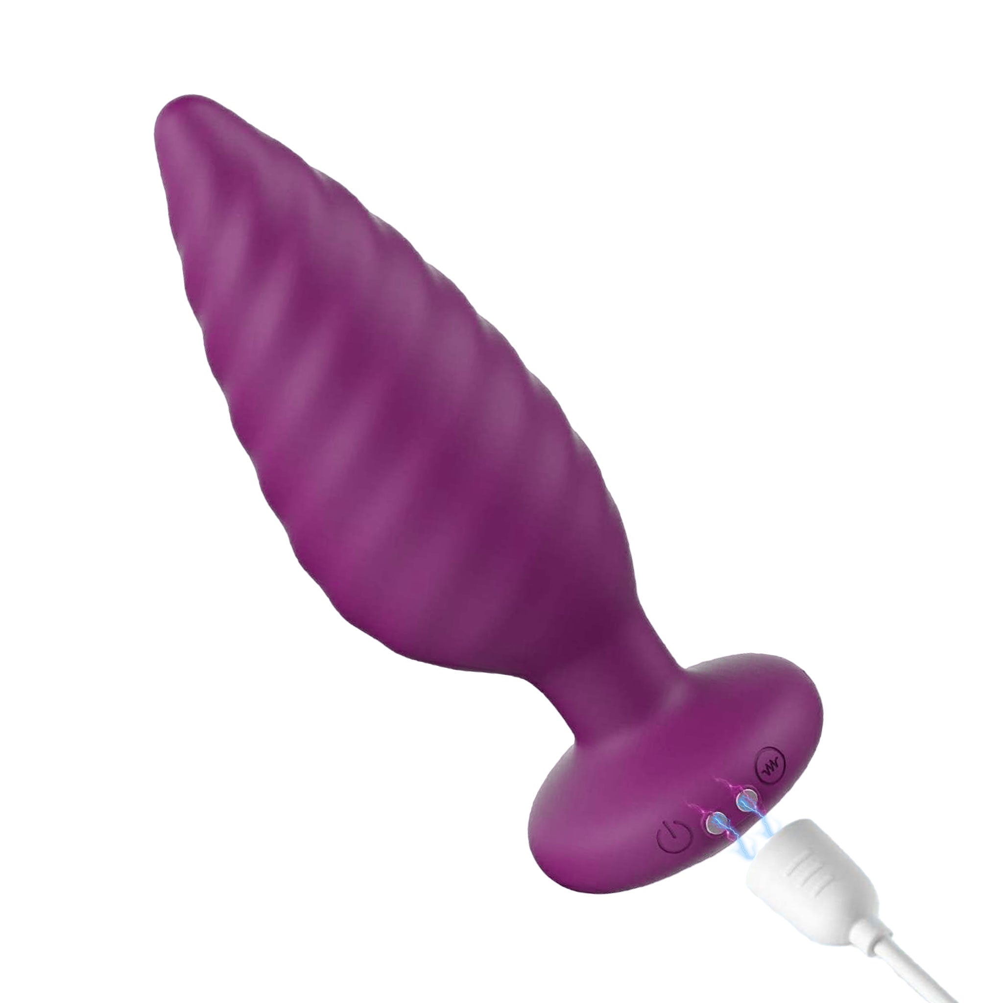 Silicone ABS plastic anal butt plug vibe vibrator vibrating vibration waterproof twisting unique grooves app-controlled tapered tip asymmetrical adult-toys analgasm purple