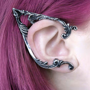 Pewter English-pewter accessories jewelry earring wrap ear ear-wrap elf elven fairy faery faerie molded cast-molded semi-malleable malleable adjustable nature forest arboreal arboreus intricate flourish swirling verdant fashion goth gothic fantasy lord-of-the-rings costume cosplay eldar arwen elrond legolas thranduril unisex