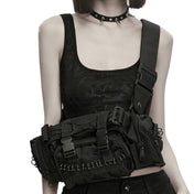 Oxford-cloth polyester plastic accessories bag messenger-bag armory safety-buckle zipper multi-zip pocket-zip multi-pocket snap-button press-studs shoulder-strap crossbody-strap wide-strap waist-strap adjustable abrasion-resistant tear-proof thick firm sturdy durable utility convertible fashion alt-fashion alternative punk goth gothic cyber cyberpunk industrial rave raver-babe festival costume cosplay halloween afterdark-collection gifts unisex black