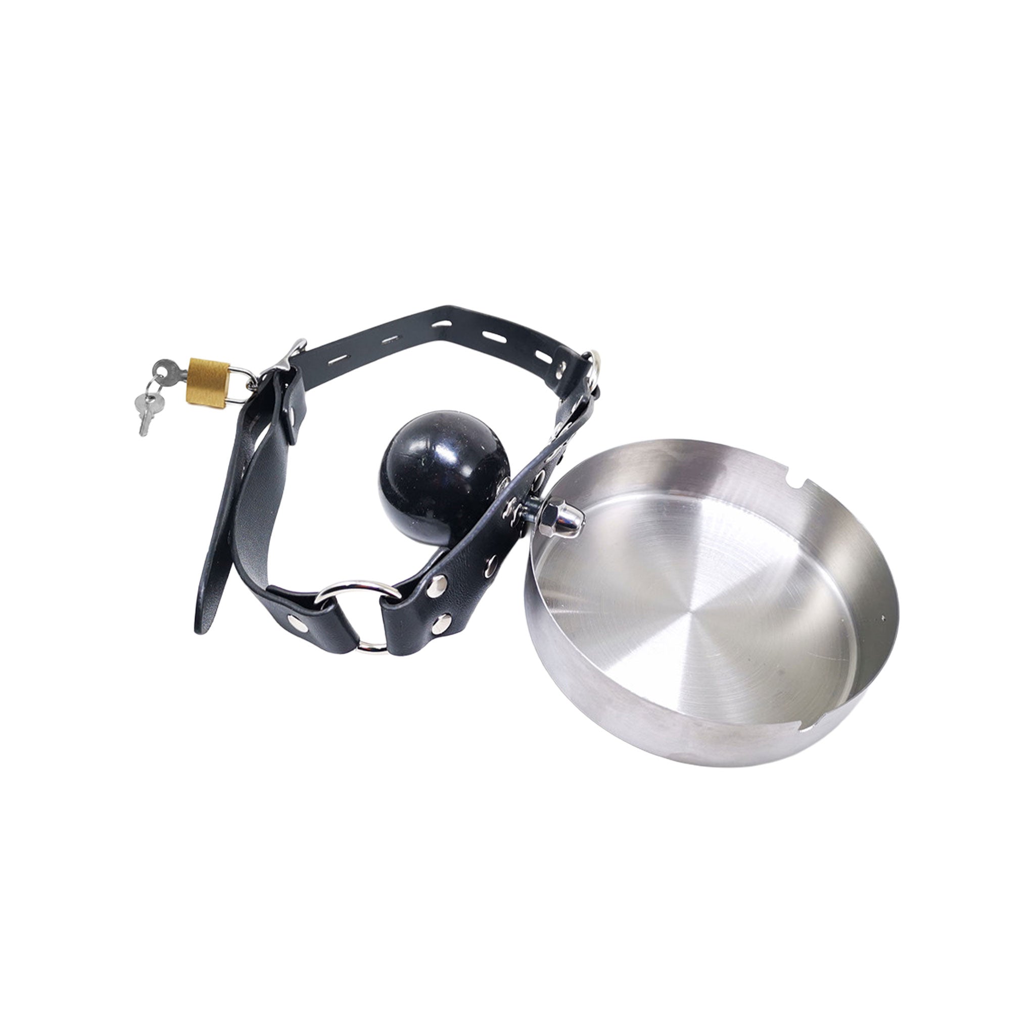 Stainless-steel leather faux-leather silicone accessories restraints mouth gag mouth-gag ball-gag ashtray ash-tray basin-ashtray adjustable buckle locking lockable matching-keys fetish fashion alt-fashion alternative bondage bdsm bdsm-toys kink kinky kinky-play sub submissive slave-dog asphyxia smoking smoking-play smoke-lover humiliation human-ashtray capnolagnia sensation sensation-play sensual sissy sissyfication unisex black